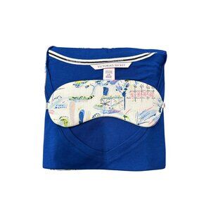 Victoria's Secret Sleepwear Set With Eye Mask Blue Sz Large Relaxed Loungewear